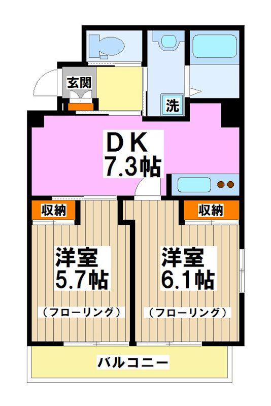 グレース桃井(2DK/4階)の間取り写真