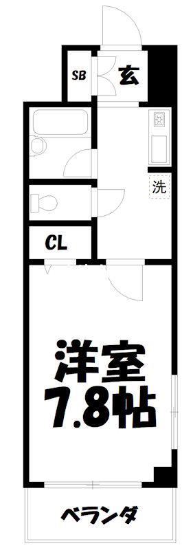 第40長栄グランドムール上鳥羽(1K/5階)の間取り写真