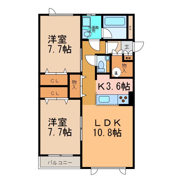 エクスプライス共栄(2LDK/1階)の間取り写真