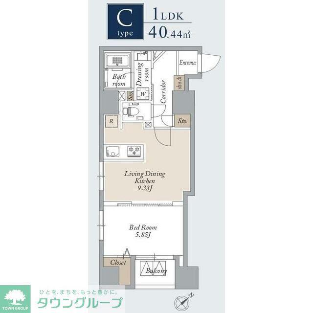 グランカーサ上野入谷(1LDK/9階)の間取り写真
