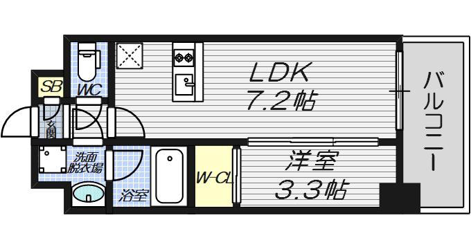 エスリードレジデンス ザ・グラン大阪ノア(1LDK/3階)の間取り写真