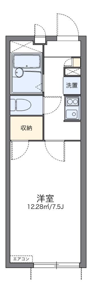 レオパレス都A棟(1K/1階)の間取り写真