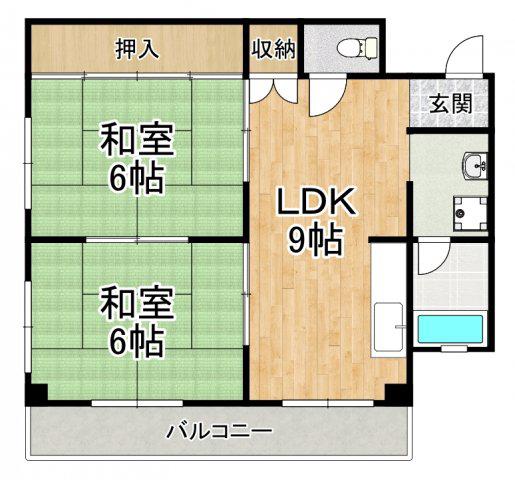 金剛東マンション(2LDK/2階)の間取り写真