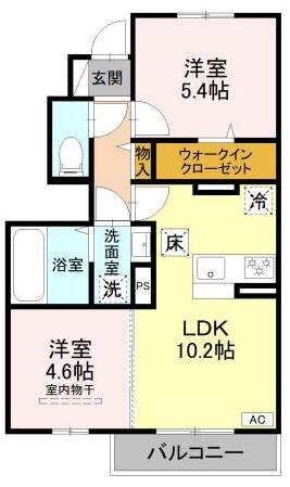 D-ROOM 天が岡(2LDK/1階)の間取り写真