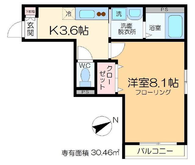 メゾンラフィーネ(1K/1階)の間取り写真