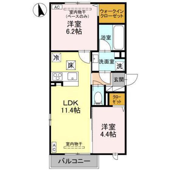 パチオーリ弥生町(2LDK/1階)の間取り写真