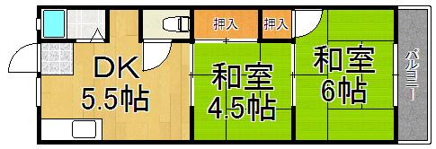 本津マンション(2DK/2階)の間取り写真