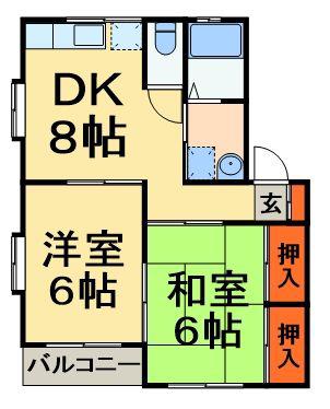 ハウス平和台(2LDK/1階)の間取り写真