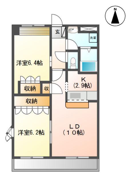 リバティーM(2LDK/2階)の間取り写真