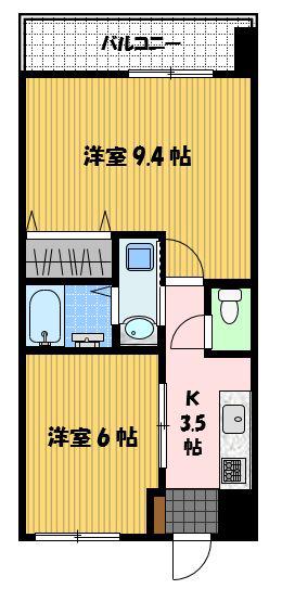 サンロイヤル(2K/7階)の間取り写真