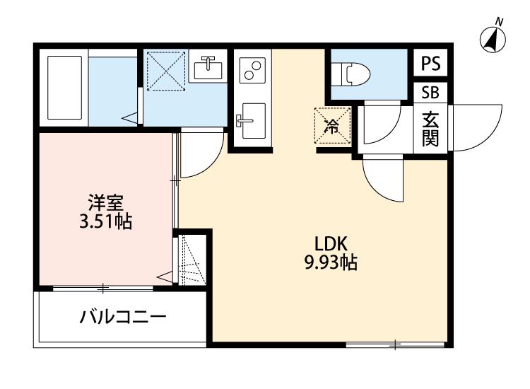 CRASTINE植竹町(1LDK/3階)の間取り写真