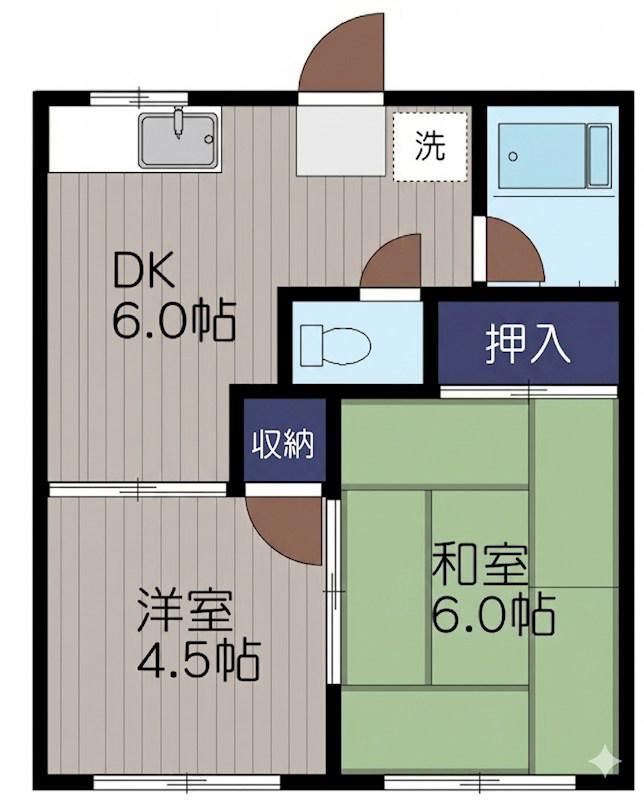 ケヤキハイツ(2DK/2階)の間取り写真