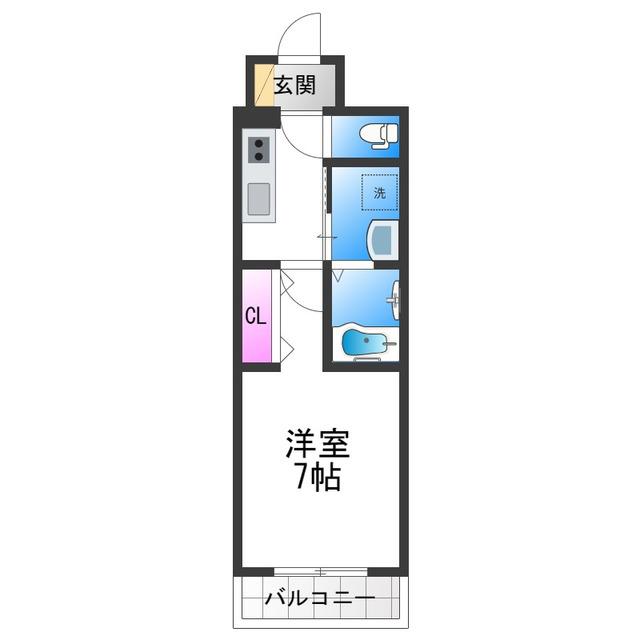 アーバンパーク田辺(1K/9階)の間取り写真