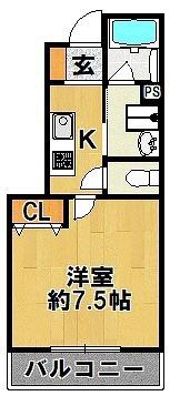 ハートフル道場南口(ワンルーム/1階)の間取り写真