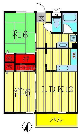バウハウス(2LDK/1階)の間取り写真
