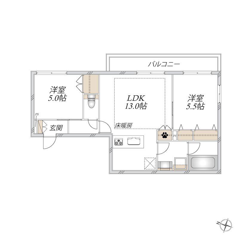 CHATEAU NOIR(2LDK/2階)の間取り写真