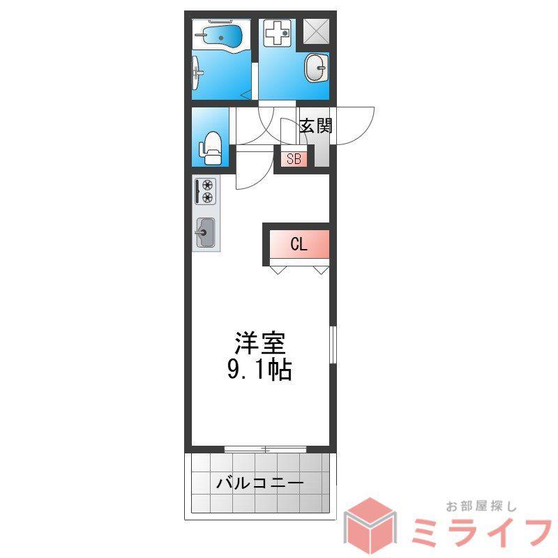 PREMIEREI(ワンルーム/2階)の間取り写真