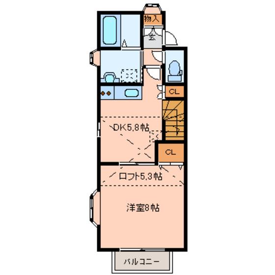 アヴァンセ岩切 壱番館(1DK/2階)の間取り写真