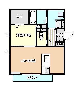 ソアヴィータ新山口(1LDK/3階)の間取り写真