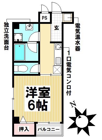 グロワールスギ(1K/2階)の間取り写真