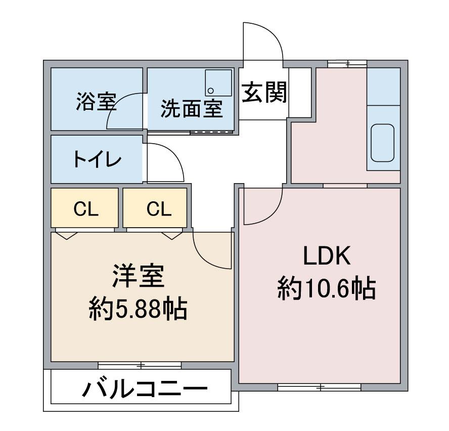 GRACE豊山(1LDK/1階)の間取り写真