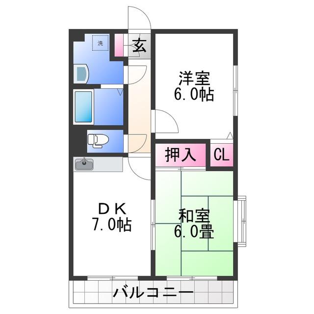 ヴィラ紀水(2DK/3階)の間取り写真