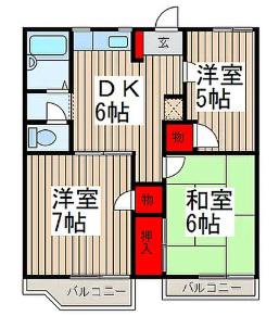羽鳥コーポ(3DK/2階)の間取り写真
