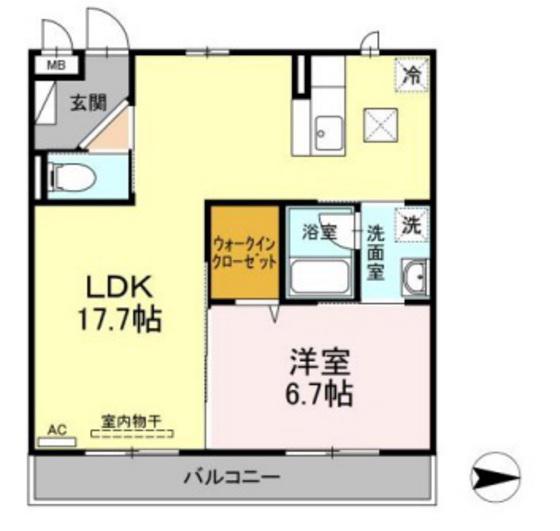 ホワイトローズ(1LDK/1階)の間取り写真