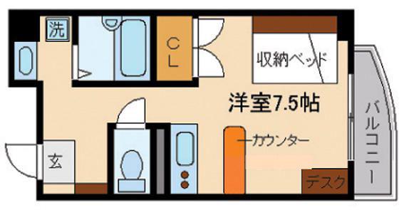 柏木YKハイツ(1K/3階)の間取り写真