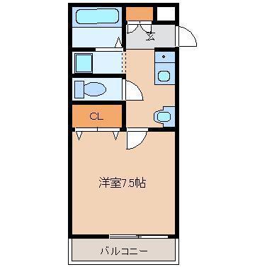 ローズマリー A(1K/2階)の間取り写真