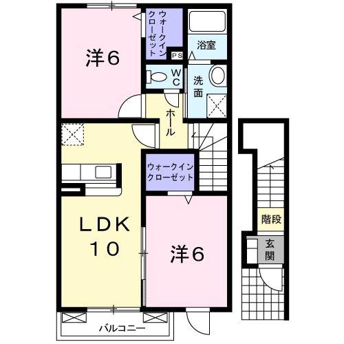 クリスタルシュトラーセ III(2LDK/2階)の間取り写真