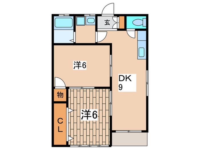 伊東ハイツ第2(2DK/1階)の間取り写真