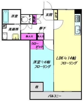 グランウフ保坂(1LDK/5階)の間取り写真