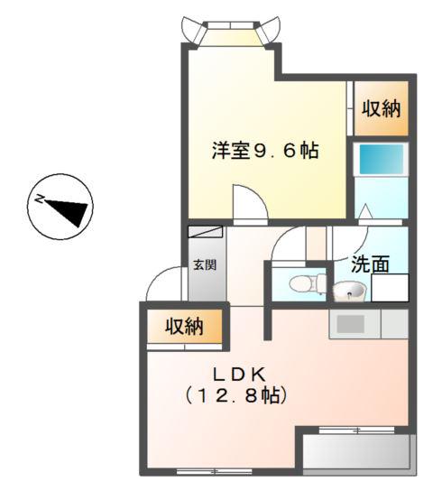 リバティふじB(1LDK/1階)の間取り写真