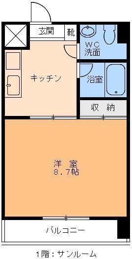グレイスパル木屋町(1DK/1階)の間取り写真