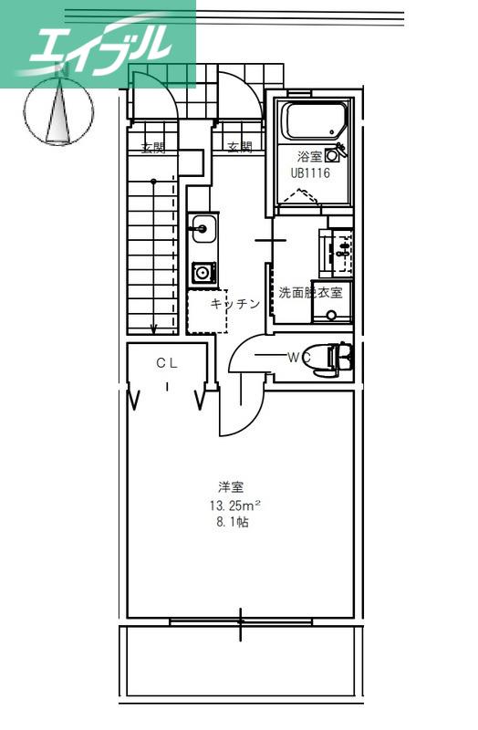 MOCO BRUNO(1K/1階)の間取り写真