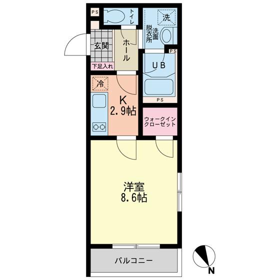 ボヌール調布(1K/2階)の間取り写真