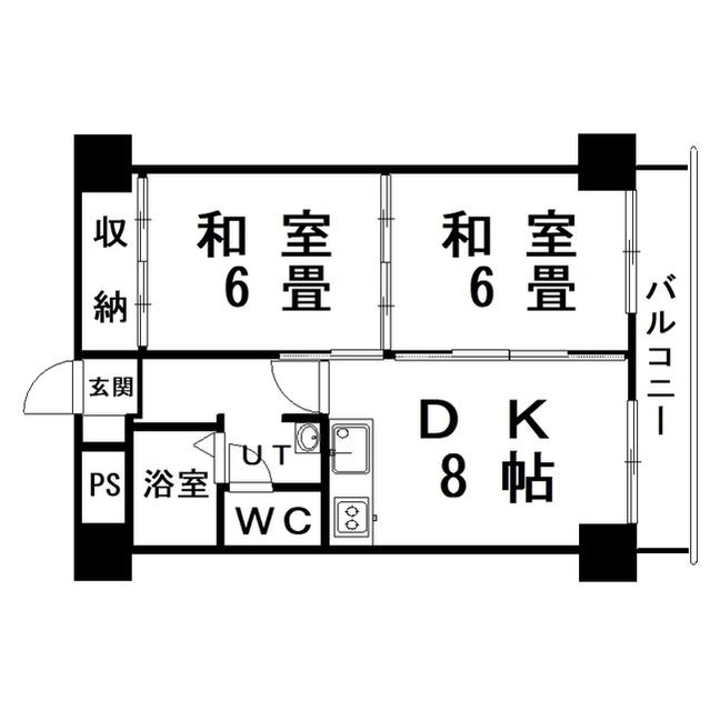 オレンジビル(2DK/2階)の間取り写真