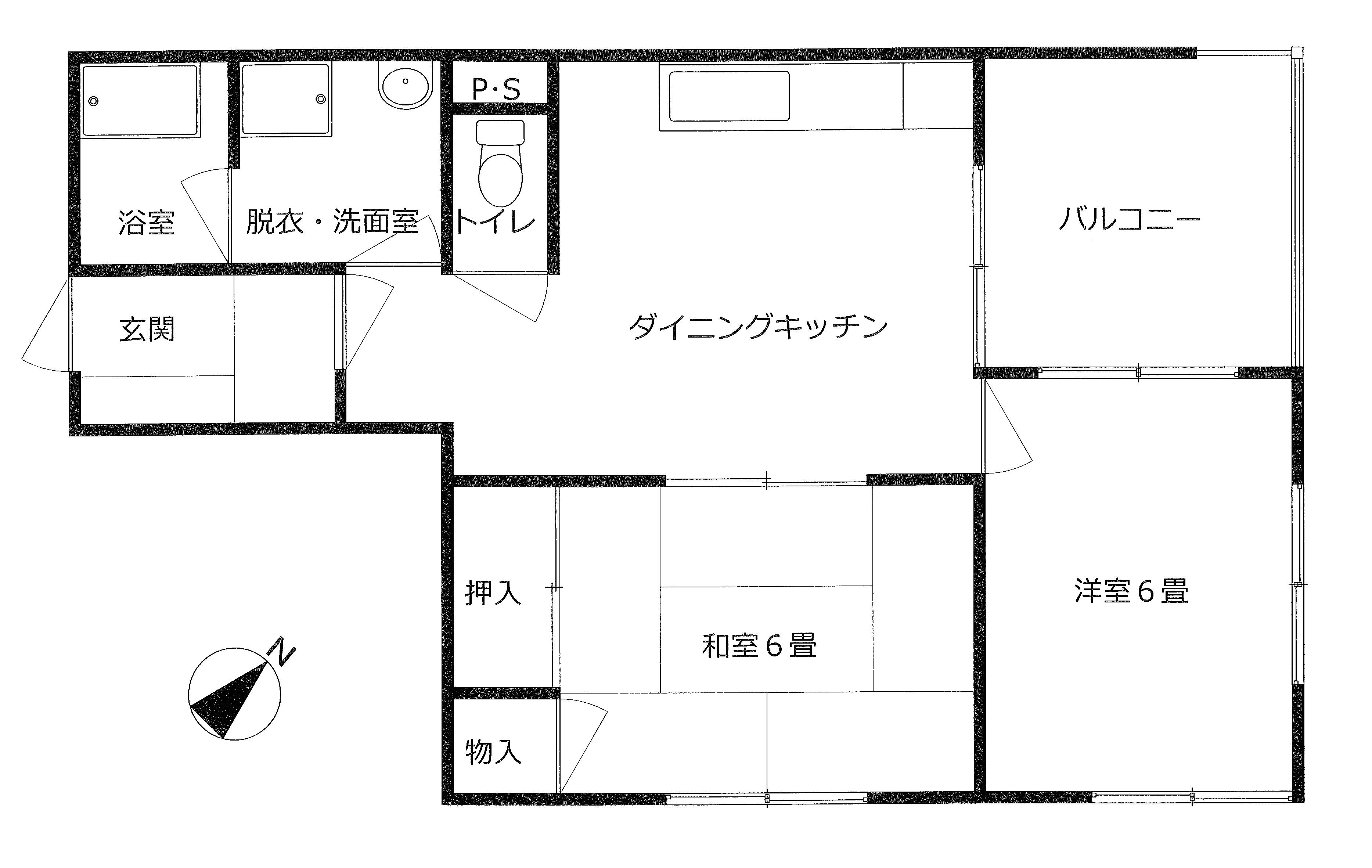 第三観音ビル(2DK/2階)の間取り写真