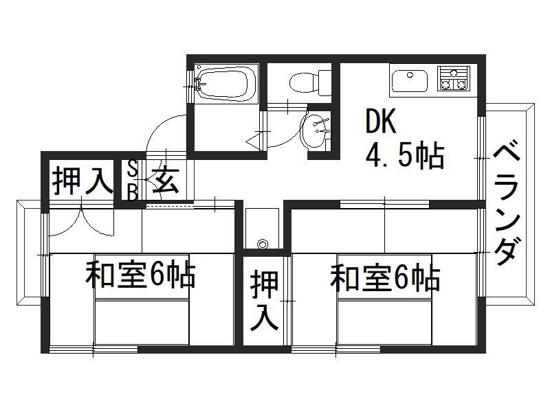 パレーシャル北浦(2DK/2階)の間取り写真