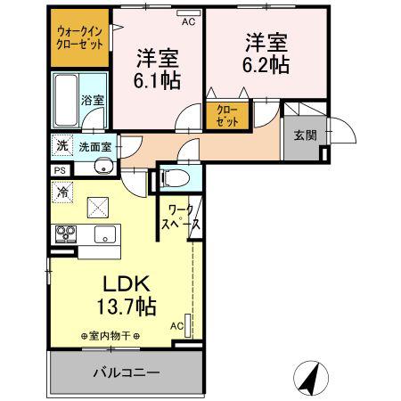 エルタウン F(2LDK/1階)の間取り写真