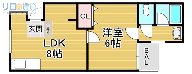 親交テラス相川(1LDK/2階)の間取り写真