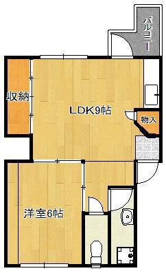 ヒルズ到津(1LDK/1階)の間取り写真