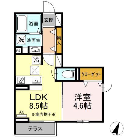 D-ROOM MILONGA(1LDK/1階)の間取り写真