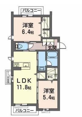 ドゥエラ(2LDK/2階)の間取り写真