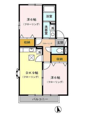 クレストIII(2DK/1階)の間取り写真