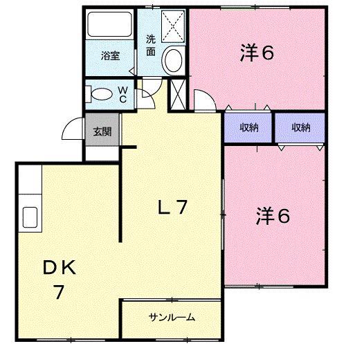 ぷちとまとD(3DK/1階)の間取り写真