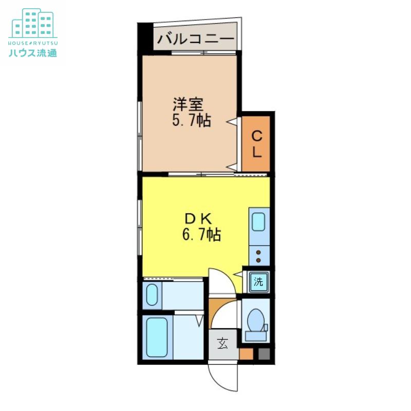 ラフィネ樺島(1DK/4階)の間取り写真