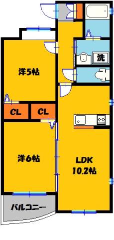 グランディ瑞雲(2LDK/1階)の間取り写真
