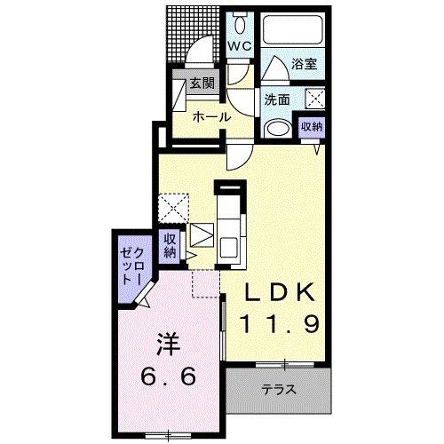 アジュール(1LDK/1階)の間取り写真